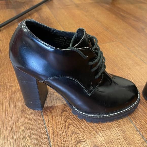 Jeffrey Campbell Legion Black Leather Lace Up Chunky Ankle Boots Size 7.5M - Picture 4 of 16